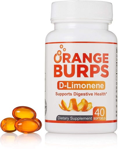 [BRSWGEI3CEFB62Q3] Orange Burps | D-Limonene Supplement - Acid Reducer (Antacid for Acid Reflux), Heartburn Relief, GERD Relief, and Indigestion Relief | Orange Peel Extract Soft Gels for Health and Wellness (1,000 mg)