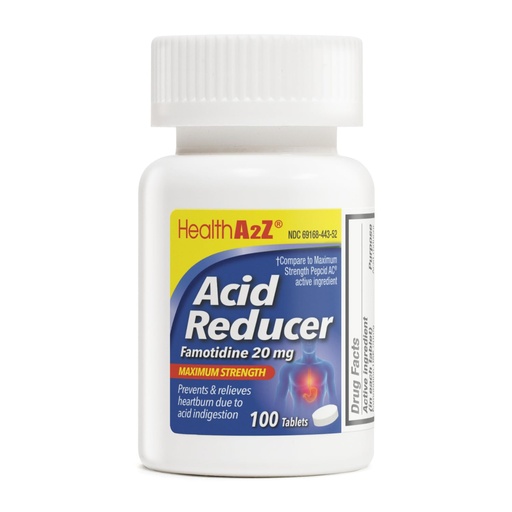 [BRSROHQPOAFQKYLD] HealthA2Z® Acid Reducer, Famotidine 20mg, Maximum Strength, Dye Free, Relief from Heart Burn Due to Acid Indigestion (100 Tablets (Pack of 1))