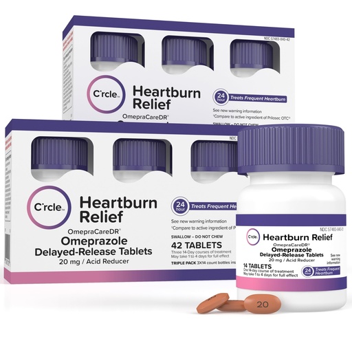 [BRSWYGQOCB7GG2Y2] Omeprazole 20mg Bulk 84 ct - Heartburn Medicine Omeprazole Tablets - Acid Reducer Pills for Heartburn Relief and Acid Reflux Medicine - Six 14 Ct Bottles