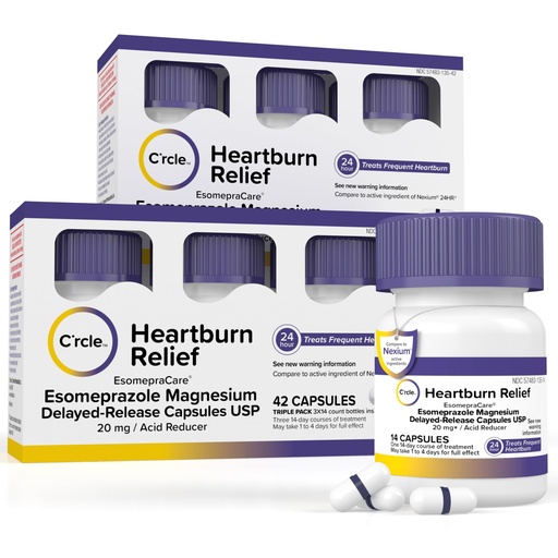 [BRSW2AQ6DIGRU2Y2] Esomeprazole Magnesium 20mg Capsules - Heartburn Medicine - 24 Hour Acid Reducer - Delayed Release Mini Capsules - Acid Reflux Medicine and Digestive Support - Six 14 Ct Bottles