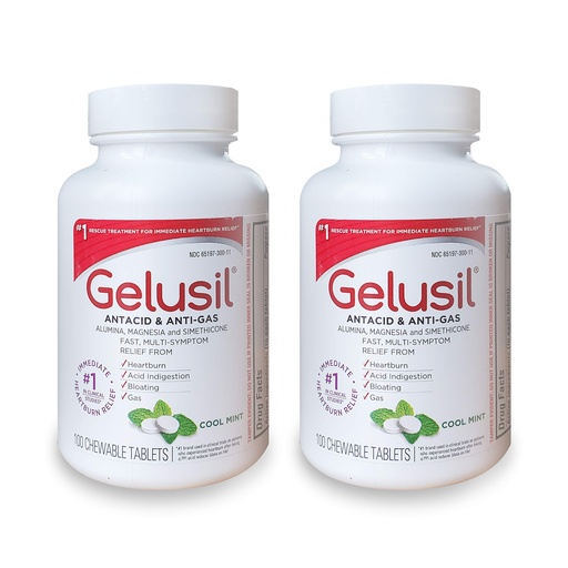 [BRSWYBAYB4HG22AU] Gelusil Antacid & Anti Gas Tablets - Immediate Heartburn Relief, Acid Reflux & Bloating & Gas Relief - Alumina, Magnesia & Simethicone - Cool Mint - 200ct