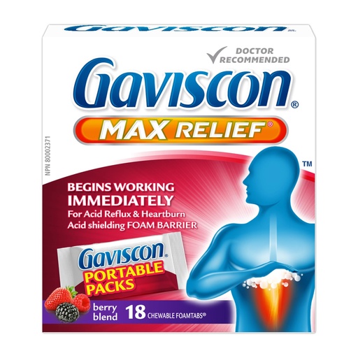 [BRSWIFIEAIIWCGDC] Gaviscon Max Berry- Long-Lasting Acid Reflux and Heartburn Relief, 18 Count