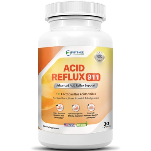 [BRSWYC36PMGWOHLA] Natural Acid Reflux 911 Supplement Helps Relief Upset Stomach, Heartburn and Acid Indigestion - 100% Natural Powerful Acid Reducer For Fast Natural GERD And Heartburn Relief - 30 Capsules