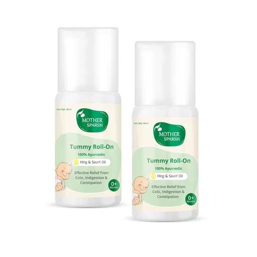 [BRSWYYAEAAMBSCIV] Mother Sparsh Tummy Roll On for Baby, Colic Relief and Digestion, Ayurvedic, Hing & Saunf, 40ml (Pack of 2)