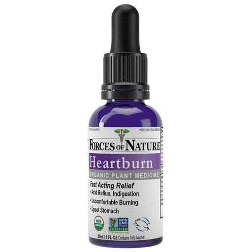 [BRSREYL7C4NRSYA2] Forces of Nature Heartburn Relief, Organic Homeopathic Medicine, 0.34 Fl Oz, Multi Symptom Relief from Acid Reflux, GERD, Indigestion, Upset Stomach, Bloating, Gas and Sour Acid Burps (1 Fl OZ)