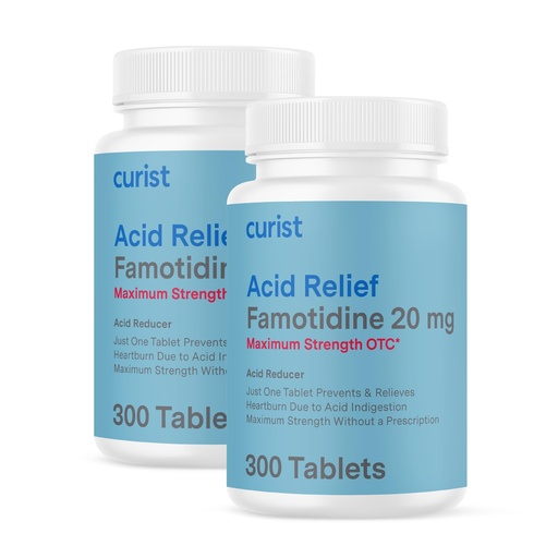 [BRSRGFICCB6GCCL3] Curist Famotidine 20mg Bulk 2 Pack (600 Count Tablets) Acid Reflux Medicine for Heartburn Relief - OTC Maximum Strength Stomach Acid Reducer - Acid Relief Tablets for Indigestion Heartburn Relief