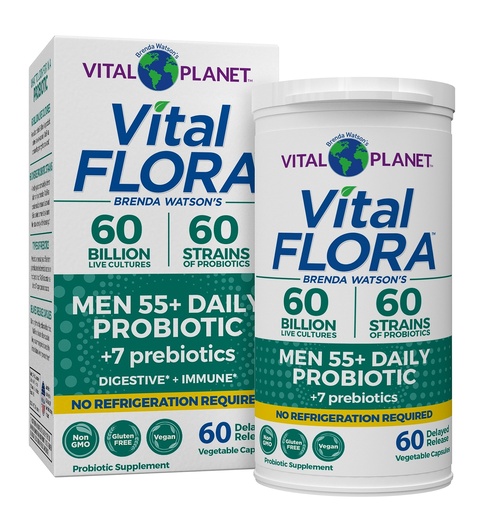 [BRSRMAYPCEHWE2D2] Vital Planet - Vital Flora Men Over 55 Daily Probiotic, 60 Billion CFU, Diverse Strains, Organic Prebiotics, Immune Support, Digestive Health Shelf Stable Probiotics for Men, 60 Capsules