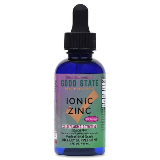 [BRSRMHYZB57RADIV] Cold Plasma-Activated Liquid Ionic Zinc Ultra Concentrate by Good State for Immune Support | No-GMO Pure Dietary Supplement | Vegan and Children Safe | 2 fl oz 118 Servings