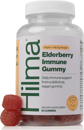 [BRSWYAQHC4MREYA7] Hilma Elderberry Gummies Formulated with Vitamin C & Zinc, Natural, Vegan, Clinically Proven Ingredients, Immune Support Supplement Plus Antioxidants,Natural Berry Flavor (60 Gummies)