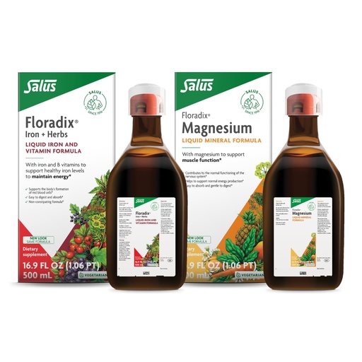 [BRSRAHA7OAORA3IY] Floradix by Salus Magnesium (16.9 oz) & Iron & Herbs (16.9 oz) Bundle - Magnesium for Bone Support, Digestive Health & More* - Iron Supplement for Healthy Energy Support*