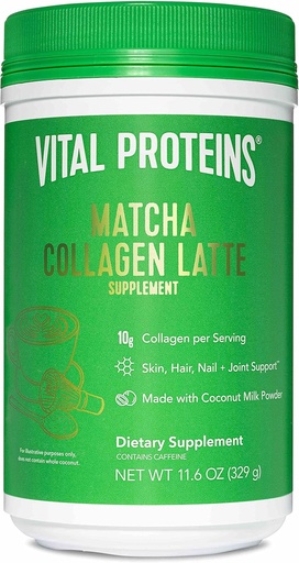 [BRSWGBD3BB5BM3DA] Vital Proteins Matcha Lattes, Matcha Green Tea Collagen Latte Powder, L-Theanine & Caffeine & MCTs - Supporting Healthy Hair, Skin, Nails - Original