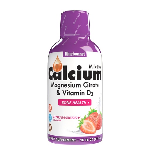 [BRSWIYQLA55R6FY3] Bluebonnet Nutrition Liquid Calcium Citrate Calcium Citrate, Magnesium Citrate, Vitamin D3, Bone Health, Gluten Free, Soy Free, Milk Free, Kosher, 32 Servings, Strawberry Flavor, 16 Fl Oz (Pack of 1)