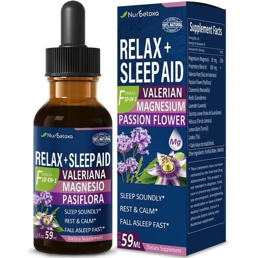 [BRSROGIYC4PGAHY3] Valerian Root Sleep Aid Drops - Pasiflora y Valeriana para Dormir | Gotas de Glicinato y Citrato de Magnesio | Magnesium Citrate & Passionflower Extract Liquid Tincture.2 oz
