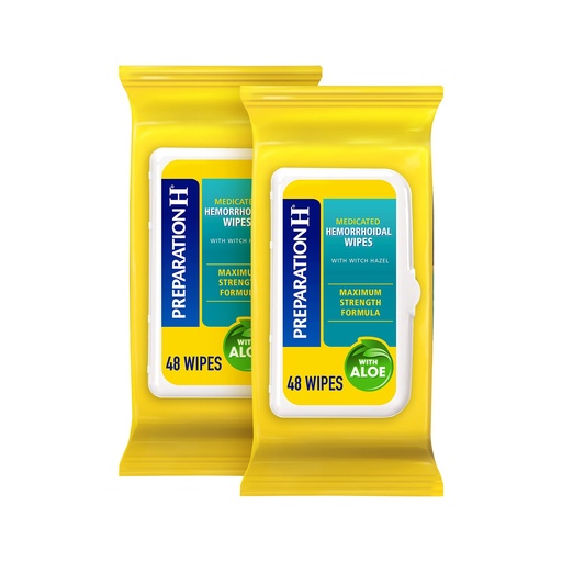 [BRSWIYY4OMDAI3I3] Preparation H Hemorrhoid Flushable Wipes with Witch Hazel for Skin Irritation Relief - 96 Count