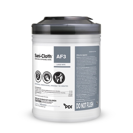 [BRSWGYI3PIHWK33U] Sani-Cloth AF3, Surface Disinfecting Wipes, Fragrance Free, Alcohol-Free, Large Canister, 160 Wipes
