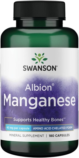 [BRSRMEIFAF7B433H] Swanson Albion Chelated Manganese Glycinate 40 Milligrams 180 Capsules