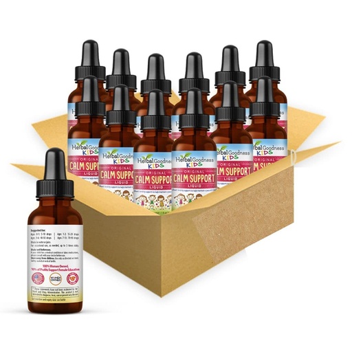 [BRSW2AI7BUAQ2EIY] Herbal Papaya Kids Calm Support Liquid Extract 1oz with Magnesium Glycinate, Magnesium Citrate, Kids Multivitamin - Magnesium for Kids - 1oz Bottle, 12 Units