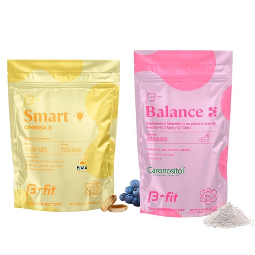[BRSREHAOOAIRMHQY] B-FIT B Inositol Balance + Omega 3 Bundle – Myo-Inositol & D-Chiro 40:1 with Folic Acid – Berry Flavor Powder – Fish Oil 1800 mg EPA & DHA