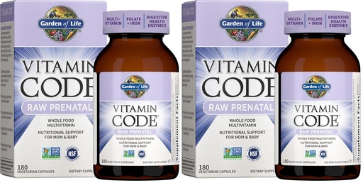[BRSRGGQKDMNQMEQ3] Garden of Life Vitamin Code®, RAW Prenatal™, 180 Vegetarian Capsules, (Pack of 2)