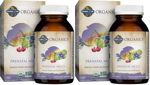 [BRSRGGQNO4NGOAD6] Garden of Life Organics Women’s Prenatal Multivitamin with Vitamin D3,B6,B12,C & Iron,Folate for Energy & Healthy Fetal Development – Organic,Non-GMO,Gluten-Free,Vegan,60 Day Supply,(Pack of 2)