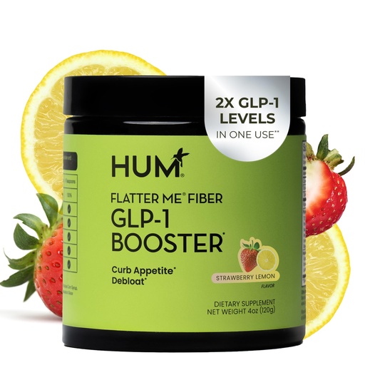 [BRSRABT6CMOQIETO] HUM Flatter Me Fiber Supplement for Women & Men, Prebiotics & Digestive Enzymes to Support Weight & Bloating, Digestive & Gut Health, Fiber Powder Drink Mix, Strawberry Lemon - 10 Servings
