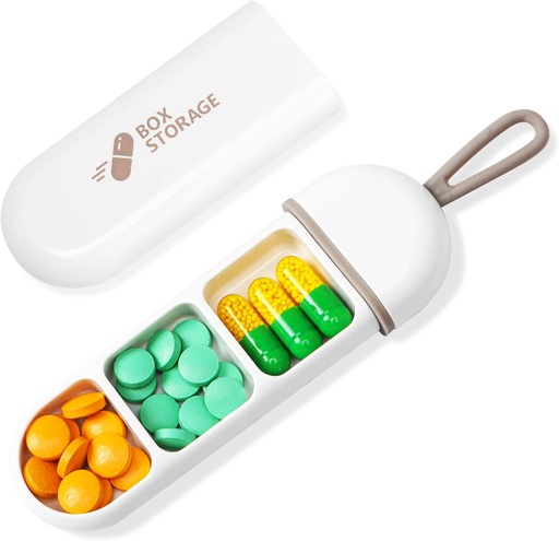 [BRSROBIYBV5RAHT6] Toplive Travel Pill Organizer, Portable Pill Container Mini Daily Pill Organizer, Small Pill Case Travel Medicine Organizer Pocket Vitamin Supplement Fish Oil Box, White Grey