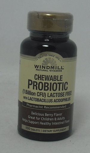[BRSWKFL5OR7AOH32] Windmill Probiotic Lactose Free Berry Chewables - 100 Count