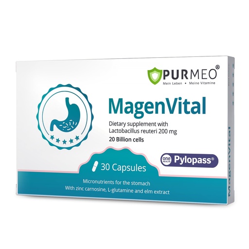 [BRSRA2QLOV7BACLZ] 5-in-1 High Potency H. Pylori Probiotic, 1 Per Day - Supports Gastric Lining Integrity, Occasional Indigestion, Acid Comfort - Pylopass Lactobacillus Reuteri, Gluten Free, Vegan, 30ct, Made in Germany