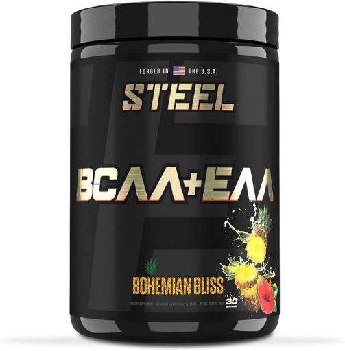 [BRSWYEIBCN7Q4DTG] Steel Supplements | High Performance BCAA EAA Powder | Promotes Lean Muscle Growth and Workout Endurance | 2:1:1 Ratio to Recover Muscle Faster 30 Servings. (Bohemian Bliss)