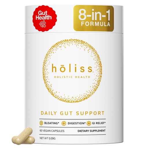 [BRSRAGLQCMAWMDLF] Daily Gut Health Capsules – 8-in-1 All Natural Supplement, Lemon Balm, Bloat & Gas Relief, GI Lining Repair, Leaky Gut & Digestive Support – 60 Capsules