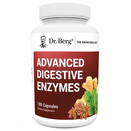 [BRSRAFIYCINWA23B] Dr. Berg Advanced Digestive Enzymes with Apple Cider Vinegar - Includes Digestive Health Ingredients Like Betaine Hydrochloride (HCI), Ginger Root & Peppermint Leaf - 180 Capsules