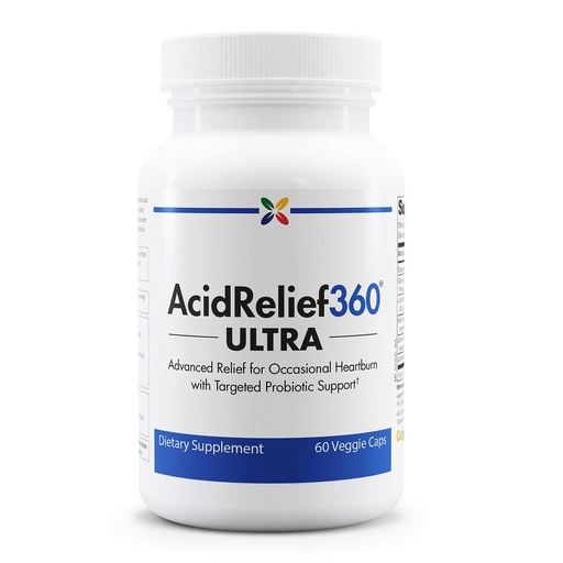 [BRSWGFQ5DIMBAA3D] Stop Aging Now - AcidRelief360 ULTRA with GutGard and Probiotics - Advanced Relief for Occasional Heartburn with Targeted Probiotic Support - 60 Veggie Caps