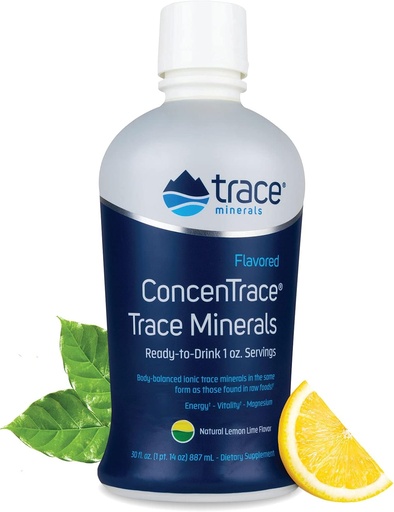 [BRSWIGT5BMDBAHDK] Trace Minerals ConcenTrace - Liquid Mineral Supplement with Magnesium & Vitamin C - Dietary Supplement with White Grape & Lemon Juice - Natural Lemon Lime Flavor, 30 fl oz (30 Servings)