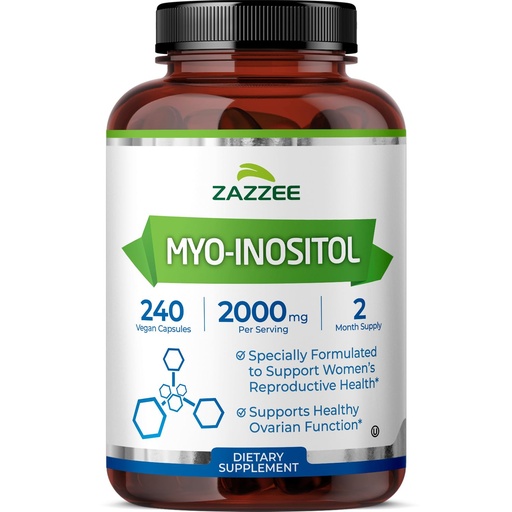 [BRSRE2Y7BN6WK2AV] Zazzee Myo-Inositol Capsules, 2000 mg per Serving, 240 Vegan Capsules, Ideal Dosage for 40:1 Ratio, Certified Kosher, Hormone Balance & Healthy Ovarian Function Support, Non-GMO, Made in the USA