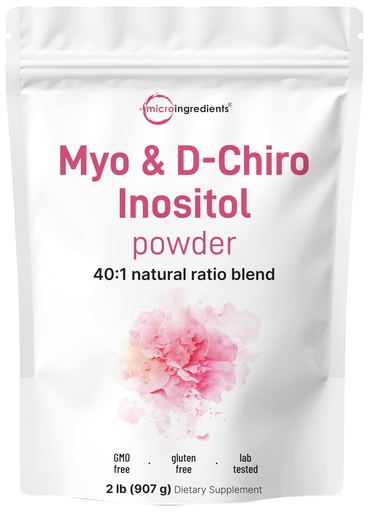 [BRSREYYYDMHRQG3G] Micro Ingredients Myo-Inositol & D-Chiro Inositol Powder, 2lb (442 Servings) | 40:1 Ideal Ratio Inositol Supplement for Women | Supports Hormonal Balance & Ovarian Health | Non-GMO, Vegan, Filler-Free