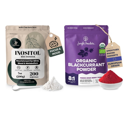 [BRSRGGQZBEIRGHYZ] Jungle Powders Inositol Powder 7 Ounce Bag + Black Currant Powder Organic 5 Ounce Bag