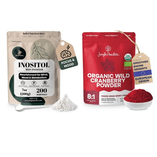 [BRSRGGQZBMMBQDTL] Jungle Powders Inositol Powder 7 Ounce Bag + Wild Cranberry Powder Organic 5 Ounces