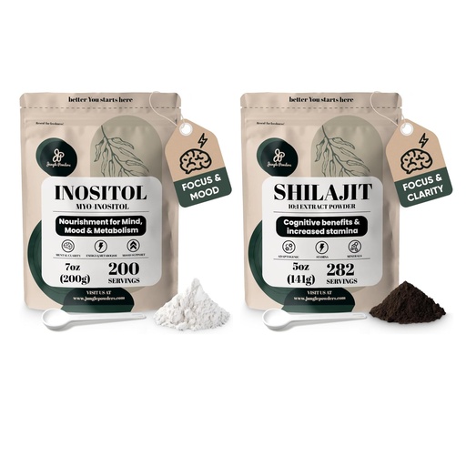 [BRSRGGQZCVYAM2DL] Jungle Powders Inositol Powder 7 Ounce Bag + Shilajit Powder for Men 10:1 Extract 5 Ounce Bag