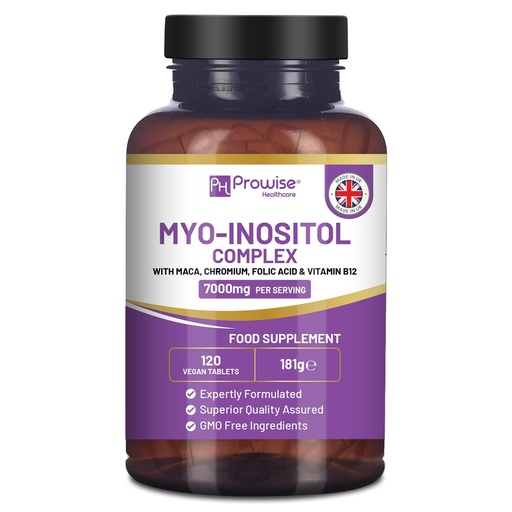 [BRSREYYNA4FAEETL] Myo-Inositol Complex 120 Vegan Tablets 7000mg per Serving with Black Maca Root, Chromium, Folic Acid, and Vitamin B12 | Hormonal Balance for Women| Premium Quality by Prowise
