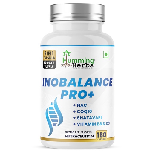 [BRSRGYIYCIPRQYLO] Humming Herbs Inobalance Pro+ — Myo-Inositol, NAC, CoQ10, Shatavari, Zinc, L-Methylfolate, Vitamin B6 & D3 — 922 mg per Serving — 180 Veg Capsules (180)