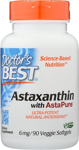 [BRSRMFD5BENQEFLO] Doctors Best Astaxanthin with AstaPure 6 MG, Non-GMO, Vegan, 90 Softgel (Pack of 1)