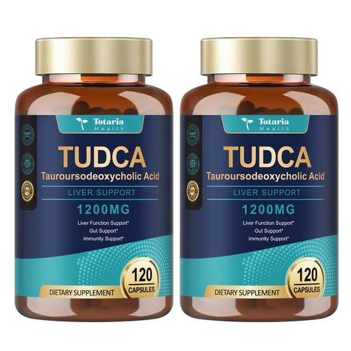 [BRSRAHYPO56BQ2DL] Totaria (2 Packs) TUDCA Bile Salts 1200mg (Tauroursodeoxycholic Acid), Ultra Strength Pure TUDCA Liver Supplements, Liver and Gallbladder Cleanse & Repair, Vegan