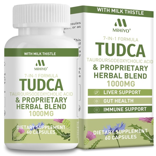 [BRSRACT7BUIGACDD] TUDCA Supplement 1000mg – Bile Salts and Liver Support with Milk Thistle – 6 Herb Blend Gallbladder Formula – 60 Capsules