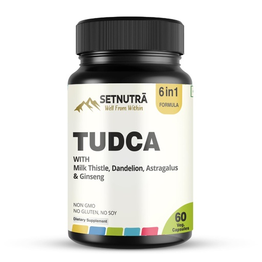 [BRSREZIFDIHGKALG] TUDCA 6 in 1 with Milk Thistle Dandelion Astragalus & Ginseng Advanced Liver & Detox Support Supplement 60 Veg Capsules Non GMO Gluten Free