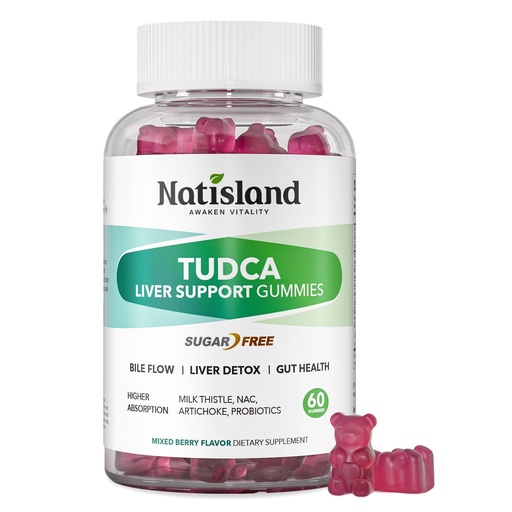 [BRSREGQCAQGRMAY3] TUDCA 1000mg Gummies, TUDCA Milk Thistle for Liver Support, with NAC, Artichoke Extract for Liver Cleanse Detox & Repair, Healthy Bile Flow & Digestion, Sugar Free Mixed Berry Flavor, 60 CT