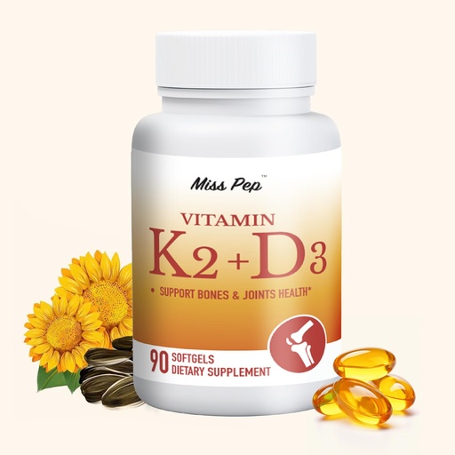 [BRSRE232OYPWGGTJ] Vitamin D3 K2, 5000 IU D3 and 100 mcg K2 (MK-7), with Sunflower Oil Softgels, 90 Softgels, 2-in-1 Formula, Easy to Absorb and Swallow (1 Bottle)