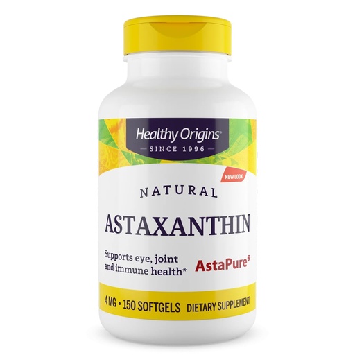 [BRSWIZQYAB7AIDI7] Healthy Origins Astaxanthin 4 mg, 150 Softgels - AstaPure Clinically Studied Algae - Supports Joint & Immune Health, Healthy Skin, Antioxidant for Cellular Protection & Eye Support