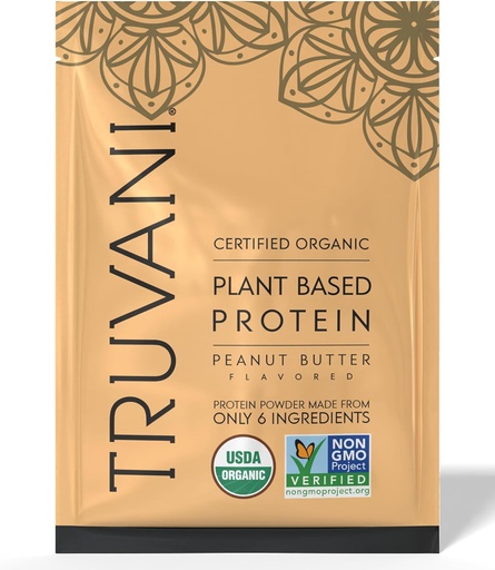 [BRSRMALYCUAWYD3D] Truvani Vegan Pea Protein Powder | Peanut Butter | 32.7g Organic Plant Based Protein | 1 Serving | Keto | Gluten & Dairy Free | Low Carb | No Added Sugar