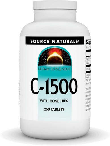 [BRSWIYQOAUNAEG3C] Source Naturals C-1500, with Rose HIPS 1500 mg for Immune System Support - 250 Tablets