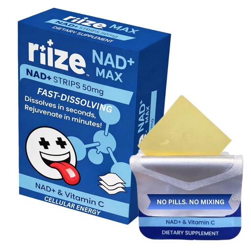 [BRSREFQRBAPQKEY4] Riize NAD+ Strips – Fast-Dissolving Oral Strips with Nicotinamide Adenine Dinucleotide (NAD) and Vitamin C - 1 Month Supply - 30 Strips